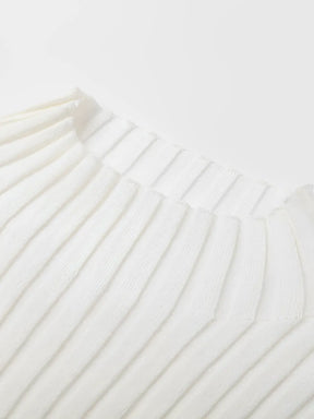 Conjunto de Tricô Canelado com Suéter Gola Alta e Calça Flare - Luna