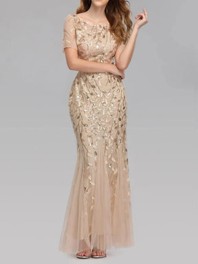 Vestido Longo de Festa Sereia com Tule Transparente e Bordados -  Lyra [FRETE FULL]