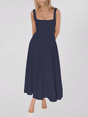 Vestido Longo Evasê com Corset Estruturado e Decote Quadrado - Luciene [FRETE FULL]
