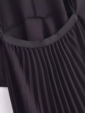 Vestido Midi de Alfaiataria Sem Mangas com Decote V Plissado – Simona [FRETE FULL]