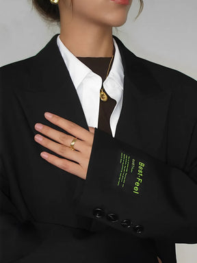 Blazer Oversized com Colarinho Entalhado e Bolsos - Aline