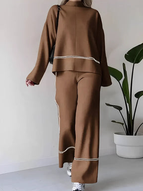 Conjunto de Tricô com Suéter Mullet Gola Alta e Calça Confortável – Kim [FRETE FULL]