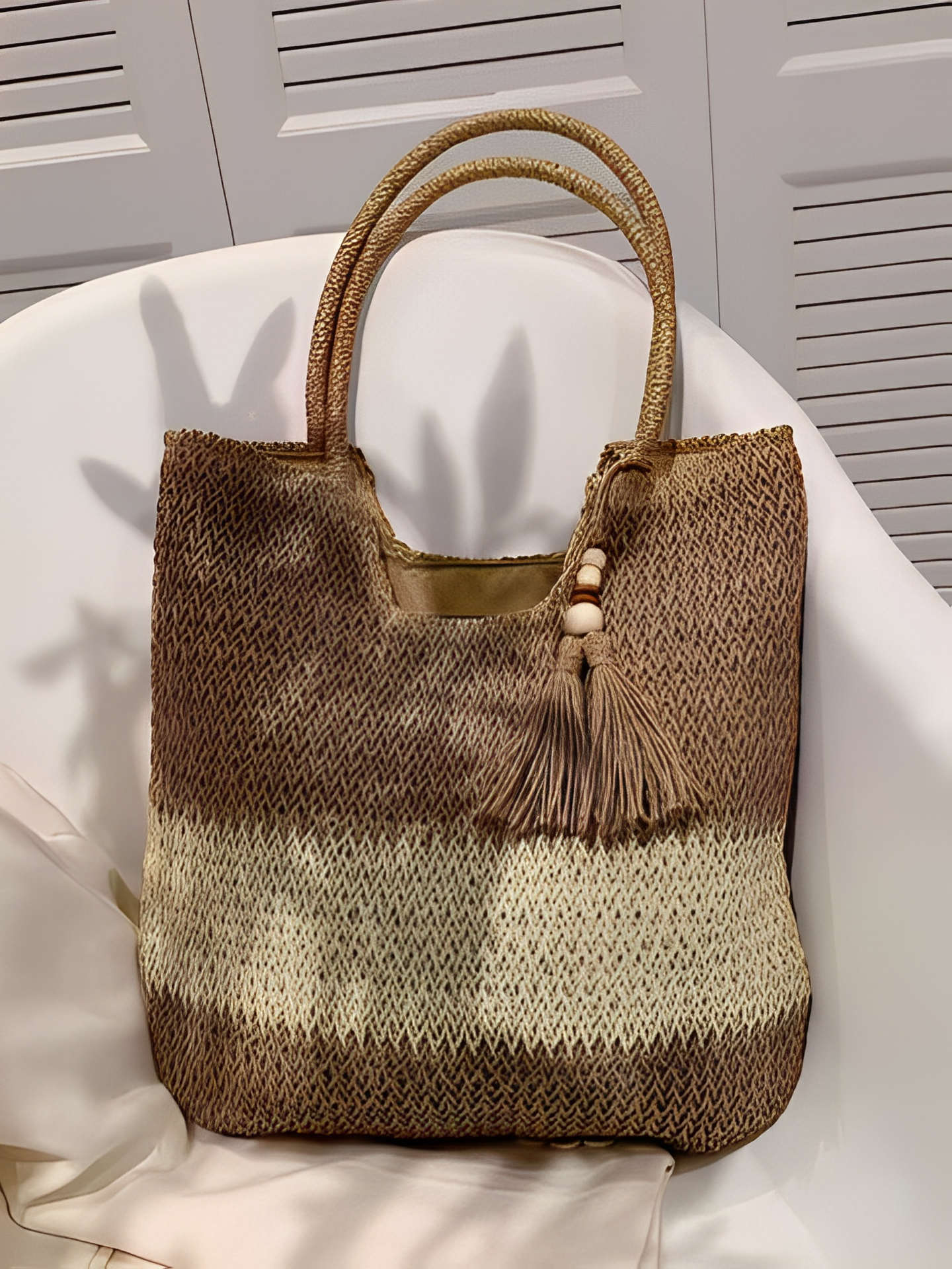 Bolsa Tote de Palha com Alça de Ombro Trançada  para Praia - Manu