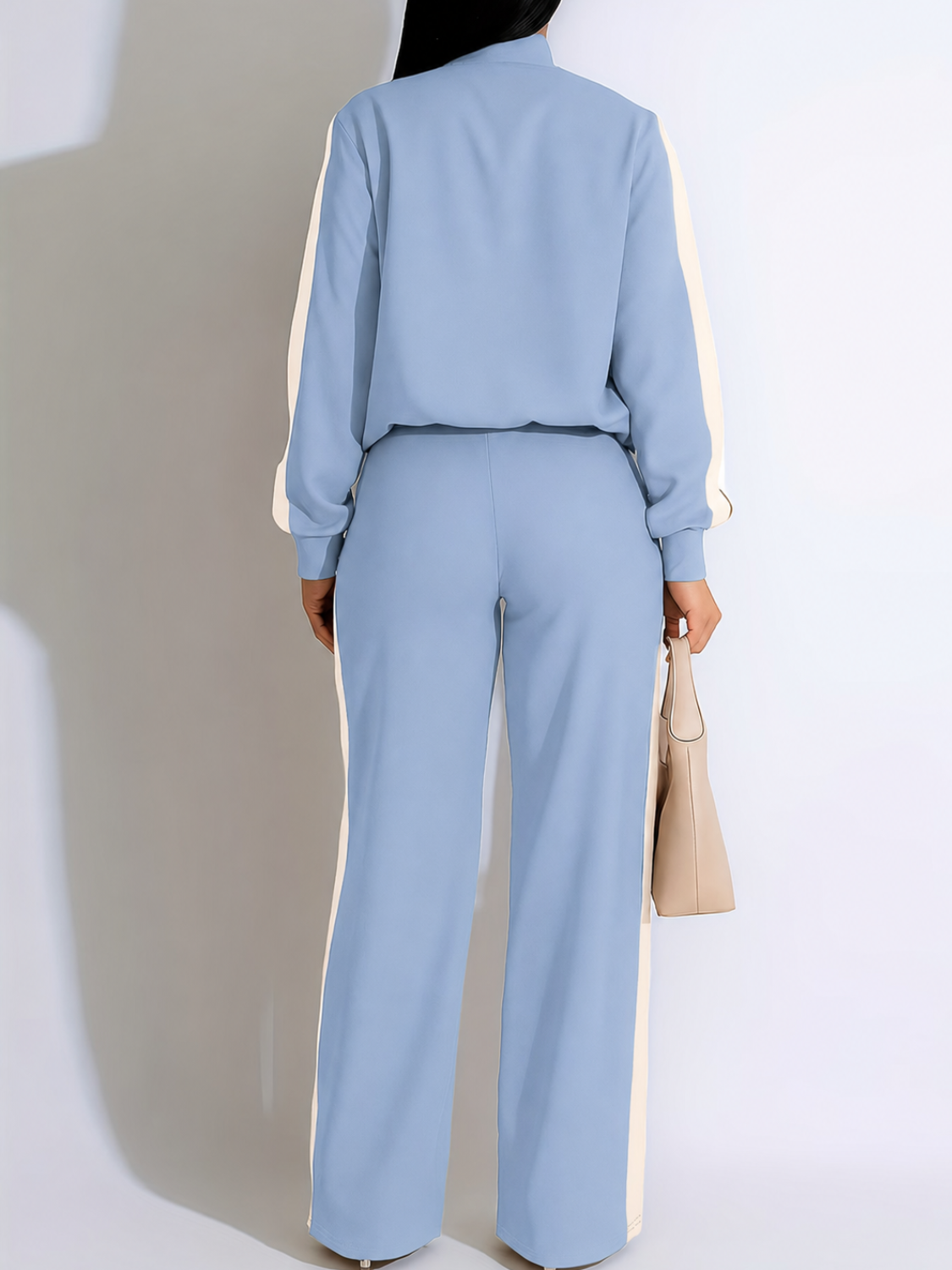 Conjunto Esportivo com Jaqueta Bomber e Calça Wide Leg Ajustável-  Zaia