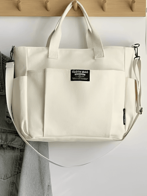 Bolsa Grande em Lona com Alça Ajustável Removível e Bolsos – Rania