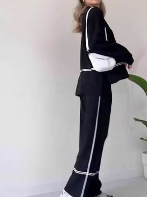 Conjunto de Tricô com Suéter Mullet Gola Alta e Calça Confortável – Kim [FRETE FULL]