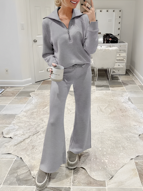 Conjunto Feminino com Suéter Gola Alta Ajustável e Calça Cintura Média com Ajuste de Cordão - Alessandra [FRETE FULL]
