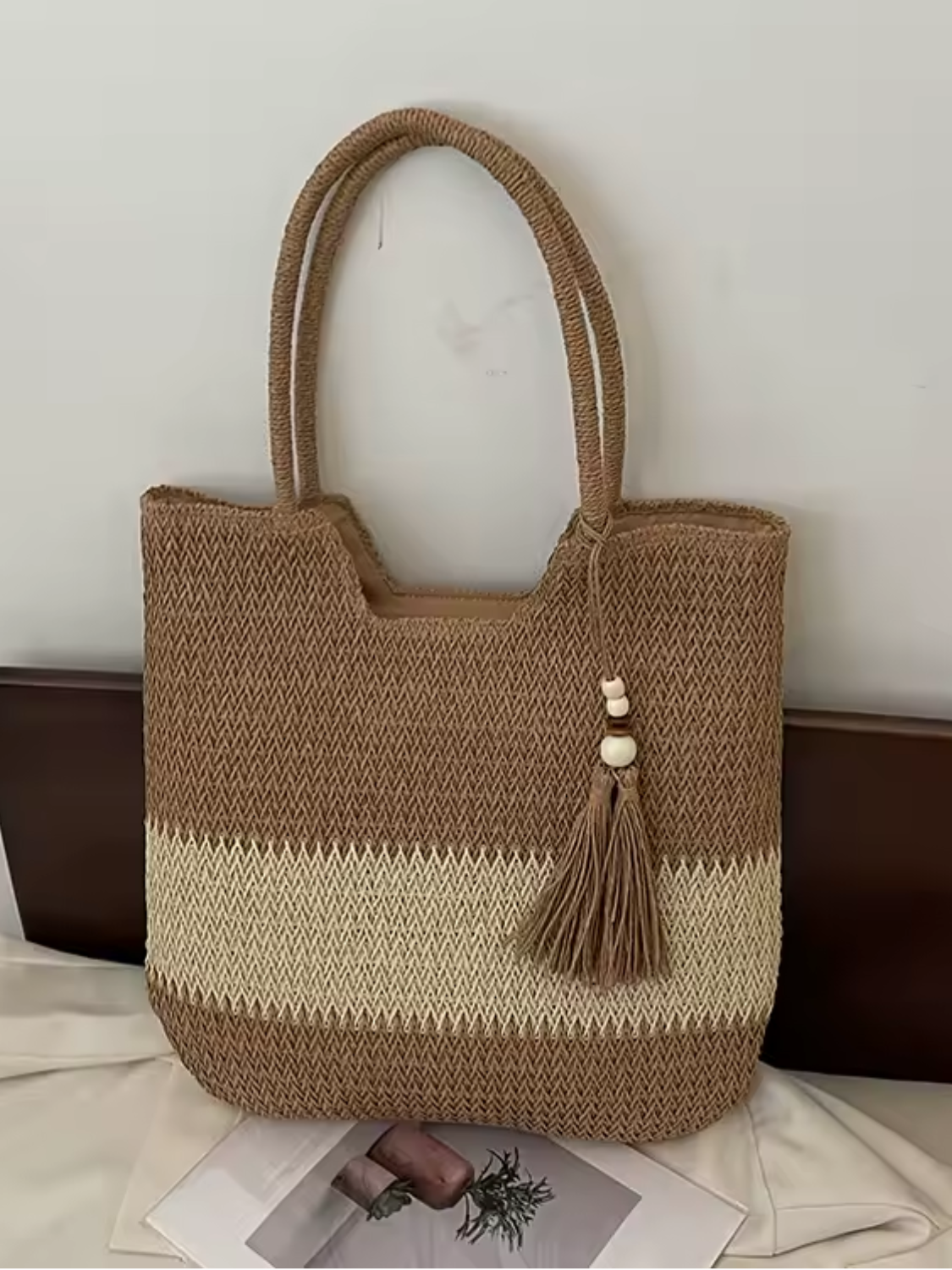 Bolsa Tote de Palha com Alça de Ombro Trançada  para Praia - Manu