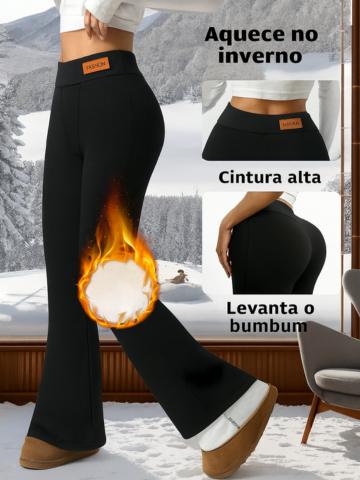 Calça Flare Levanta Bumbum com Forro Peluciado e Cintura Alta - Magnólia [FRETE FULL]