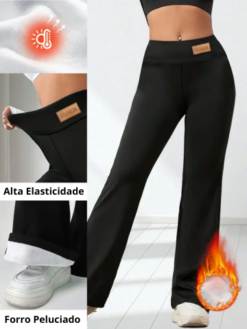 Calça Flare Levanta Bumbum com Forro Peluciado e Cintura Alta - Magnólia