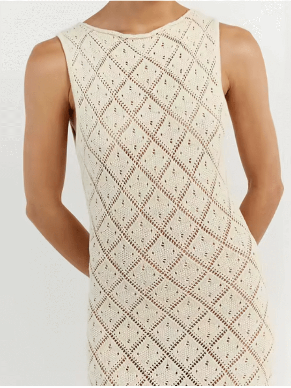 Vestido Longo em Crochê Vazado com Fenda Lateral – Filipa [FRETE FULL]