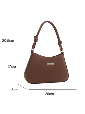Bolsa Baguete Tiracolo em Couro PU e Alça Ajustável com Nó - Kaylee