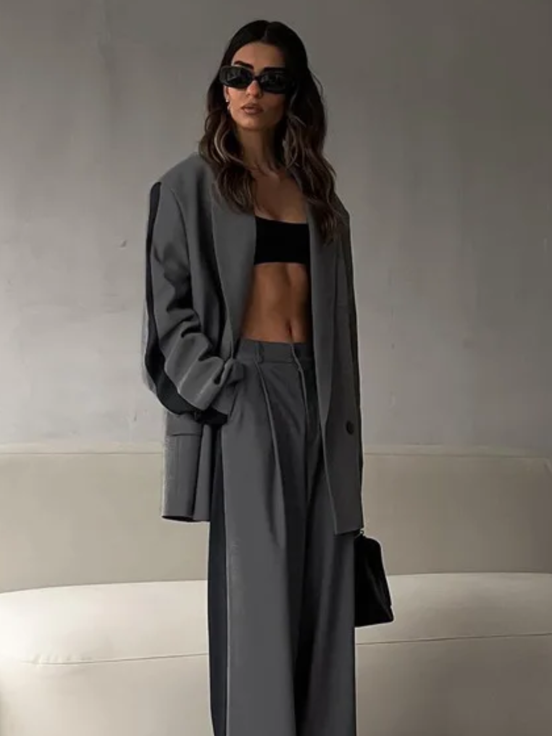 Conjunto de Alfaiataria com Blazer Oversized e Calça Pantalona – Damares [FRETE FULL]