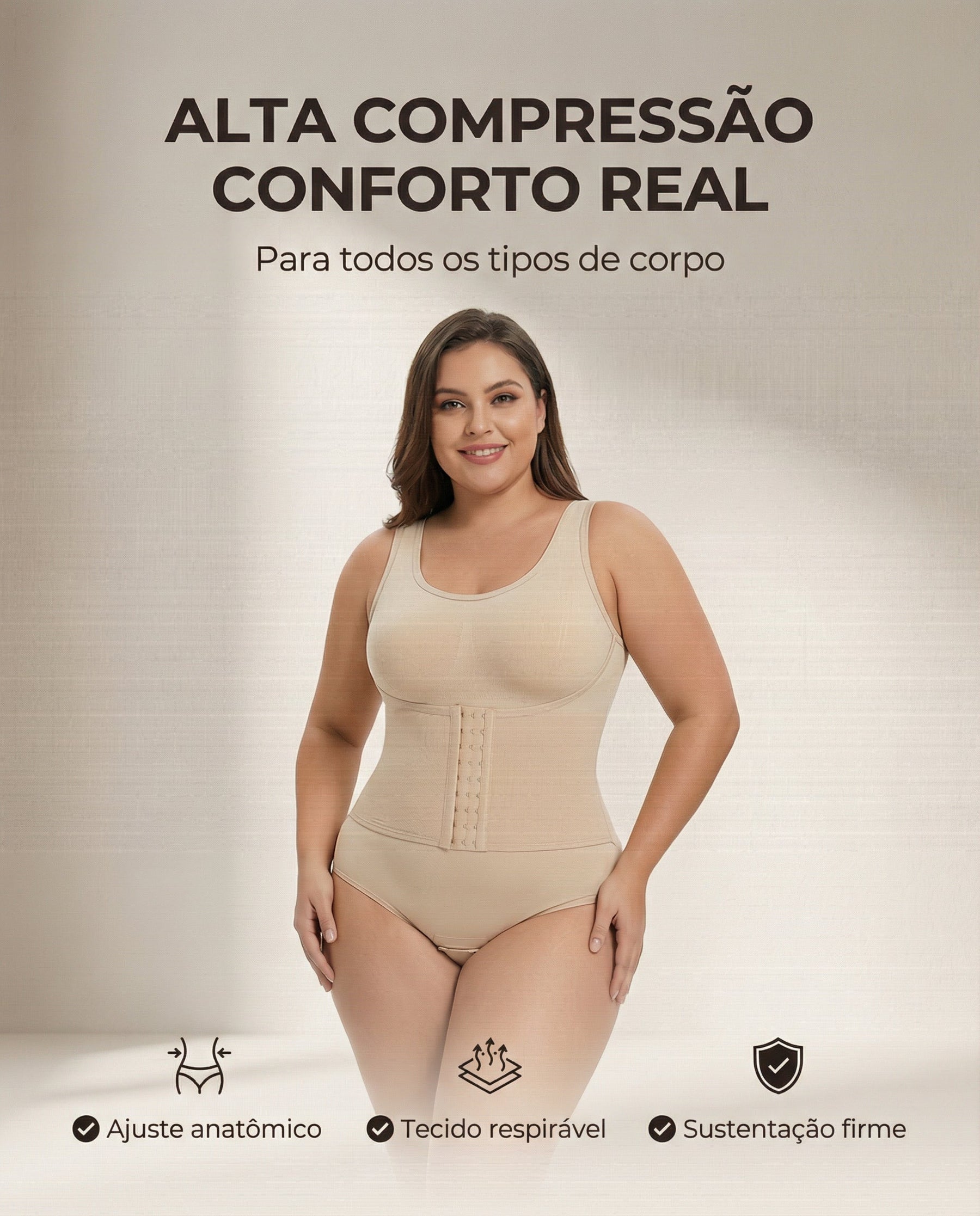 Body Modelador Feminino  Levanta Bumbum de Alta Compressão – Madalena