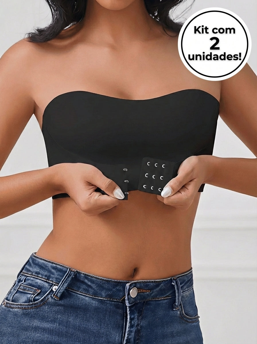 Kit 2 Sutiãs Tomara Que Caia Sem Costura com Fecho Frontal e Sem Bojo – Marion