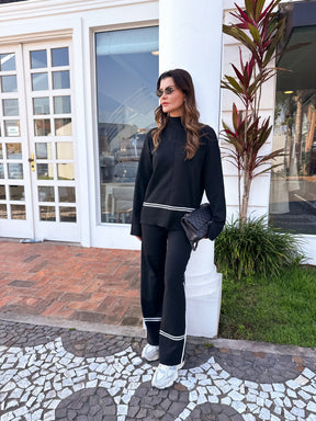 Conjunto de Tricô com Suéter Mullet Gola Alta e Calça Confortável – Kim [FRETE FULL]