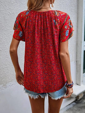 Blusa de Viscose com Mangas Borboleta e Estampa Floral – Tereza [FRETE FULL]