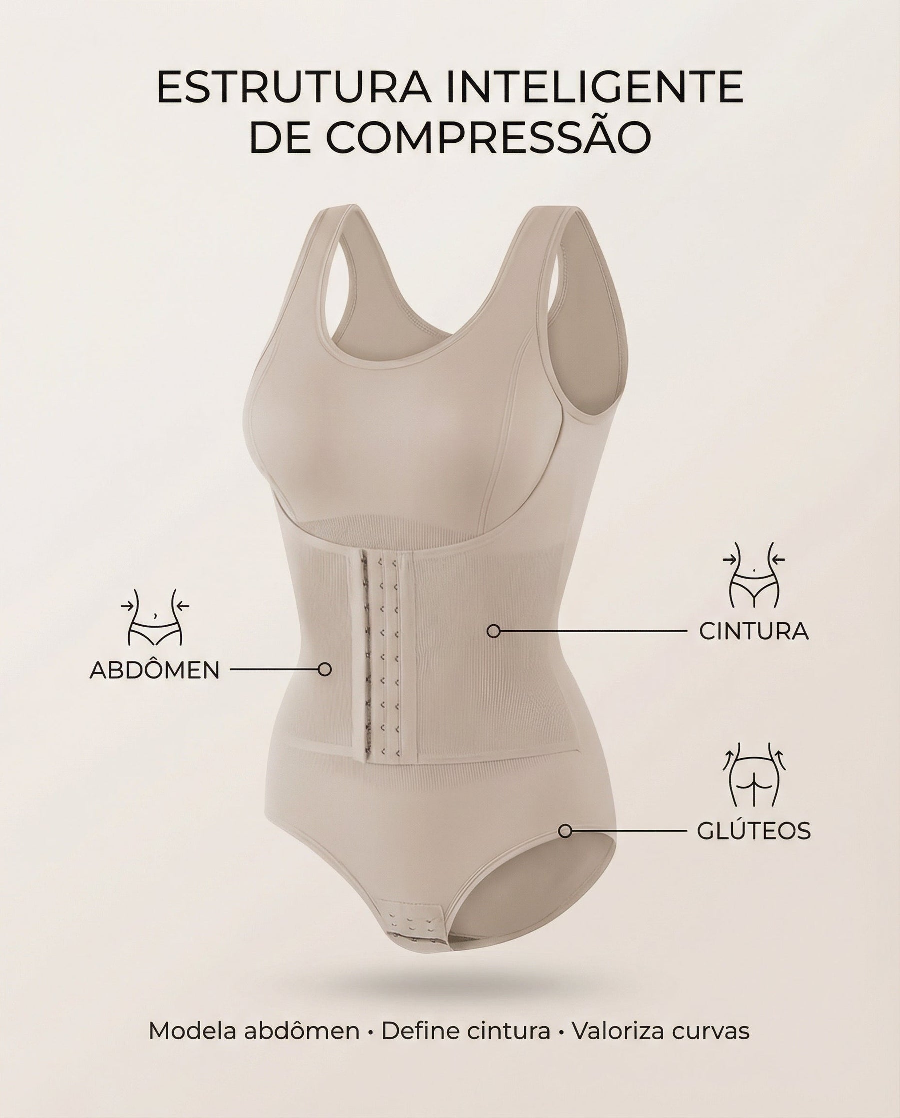 Body Modelador Feminino  Levanta Bumbum de Alta Compressão – Madalena